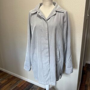 Collection By Cherokee Woman Light Gray Button Up Velvety Lt Weight Jacket - Lg